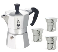 Картинка Набор Bialetti гейзер "Moka" 3 п. 4720 (+ 3 белые чашки под пластиковые)