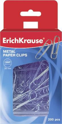 Картинка ErichKrause Скрепки металлические 28мм 200шт Картинка ErichKrause Скрепки металлические 28мм 200шт